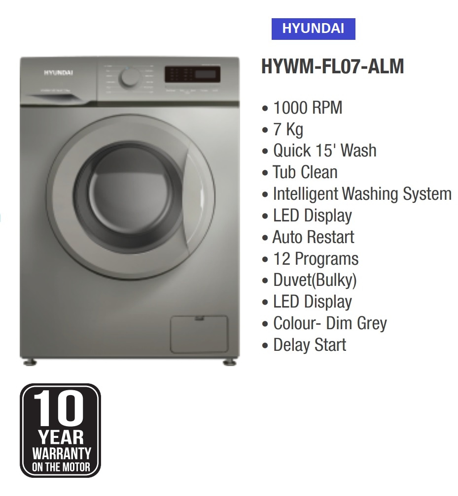 Hyundai 7kg Front Loading Washing Machine