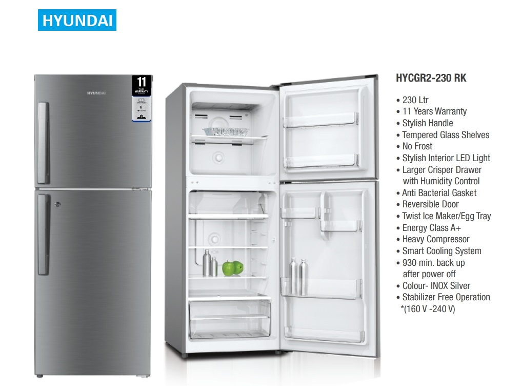 Hyundai 230L Double Door Refrigerator