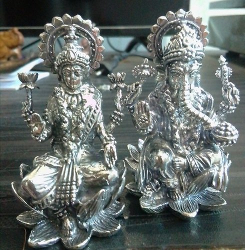 Ganesh and Laxmi Silver Murti (40gm)